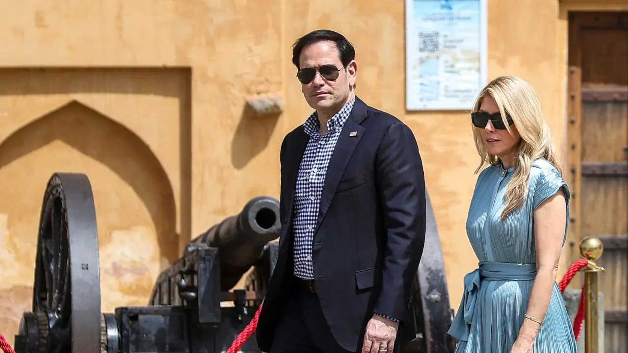 United States Secretary of State Marco Rubio with his wife Jeanette Rubio during their visit to Amer Fort. Pic/PTI